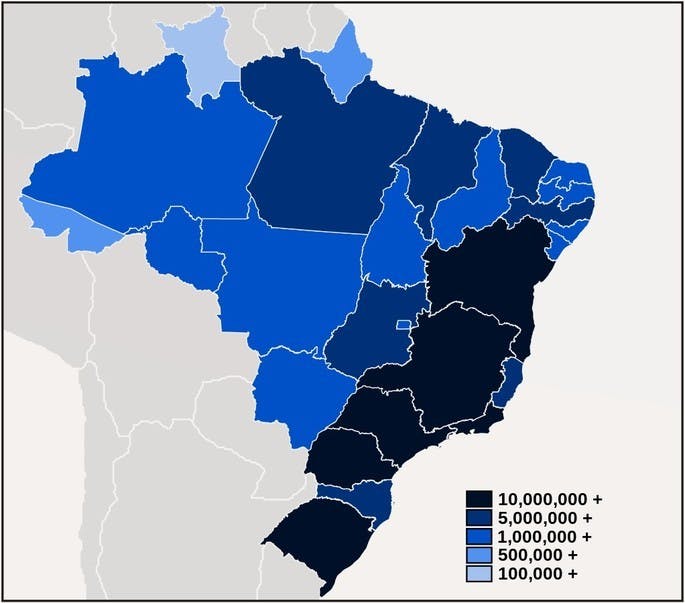 Mapa demográfico do Brasil