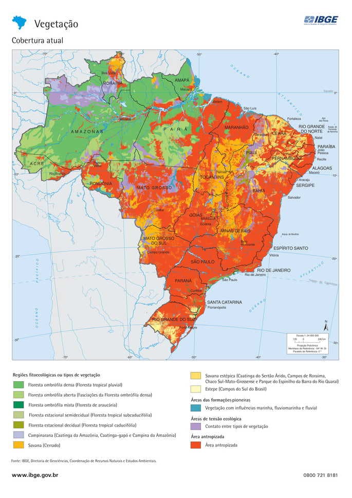Mapa de vegetação do Brasil